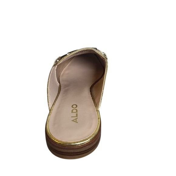 Aldo Alaeladar Gold Croc Embossed Mule Slip On Slide Loafers 8.5 Glam Maximalist - Picture 6 of 9